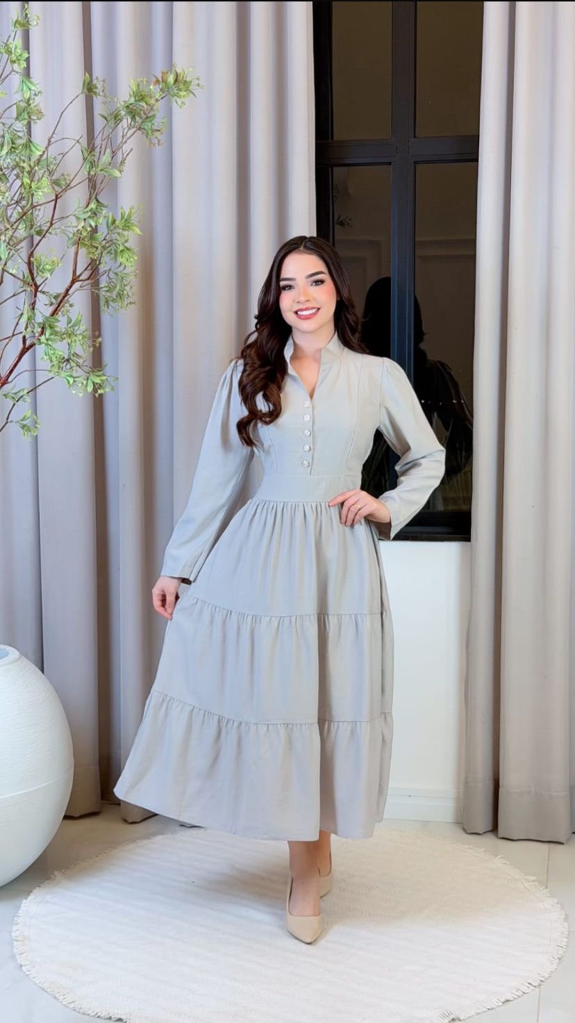 Vestido Feminino Midi Fluido – Toque de Seda e Caimento Perfeito Veste do 38 ao 42 - Imagem 6