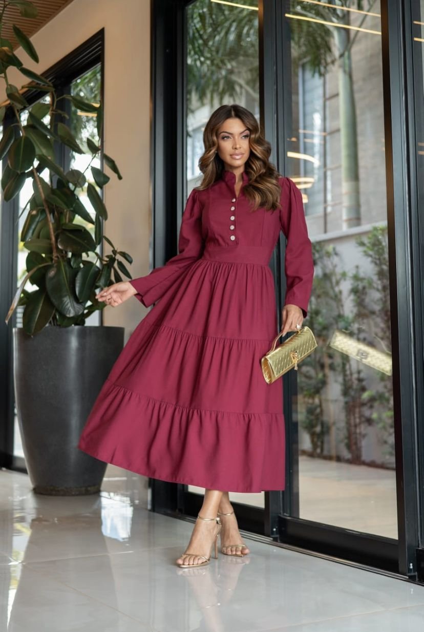 Vestido Feminino Midi Fluido – Toque de Seda e Caimento Perfeito Veste do 38 ao 42 - Imagem 8