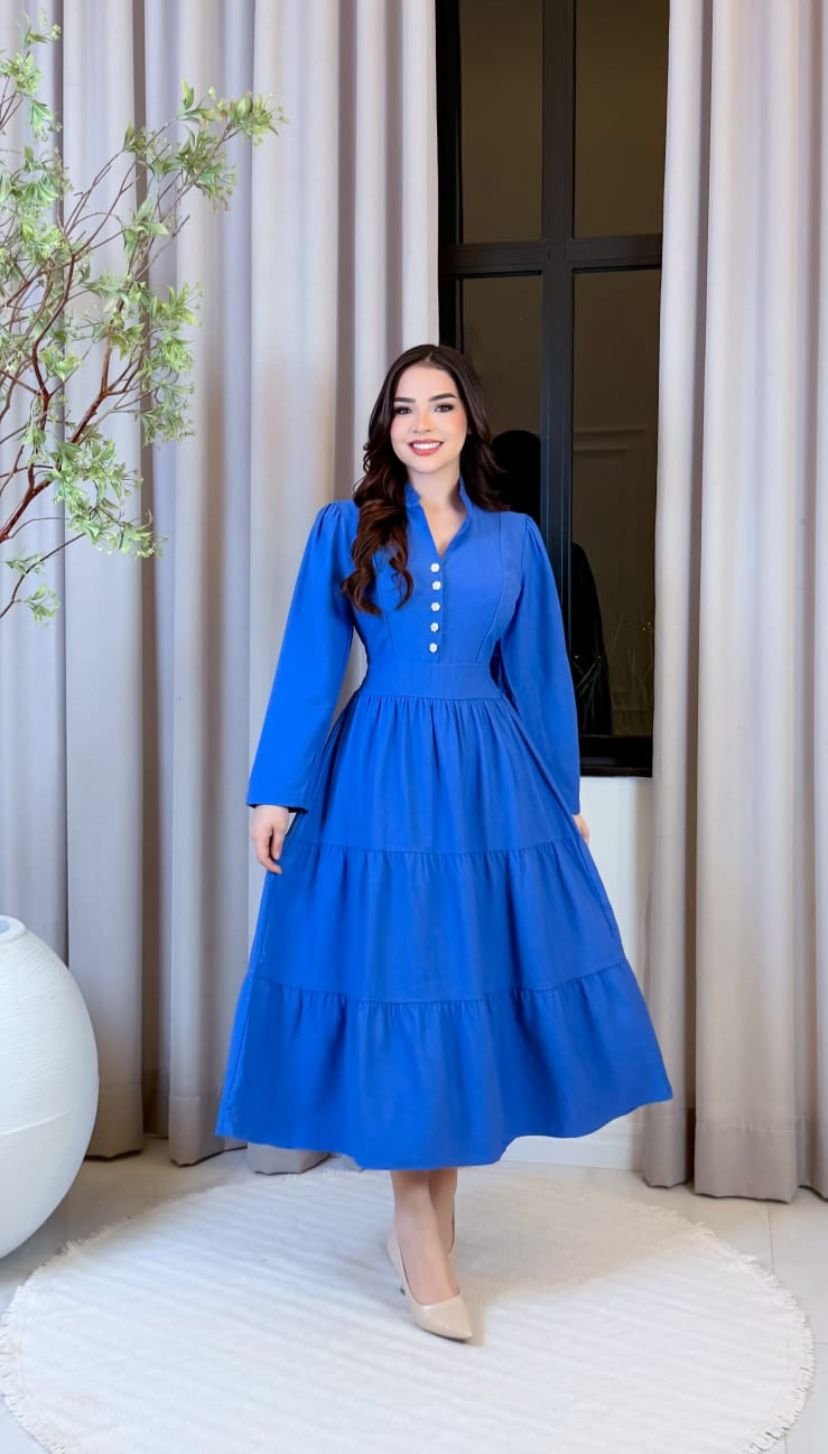 Vestido Feminino Midi Fluido – Toque de Seda e Caimento Perfeito Veste do 38 ao 42 - Imagem 5